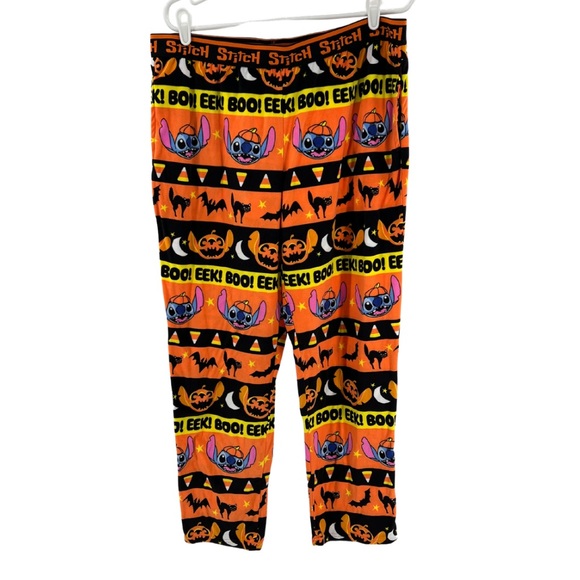 Disney Stitch Halloween pants pajama velour XL black orange lounge 16-18 - Picture 2 of 5
